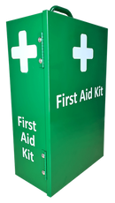 First Aid Metal Box Portrait Large Wall Mountable Green Empty
