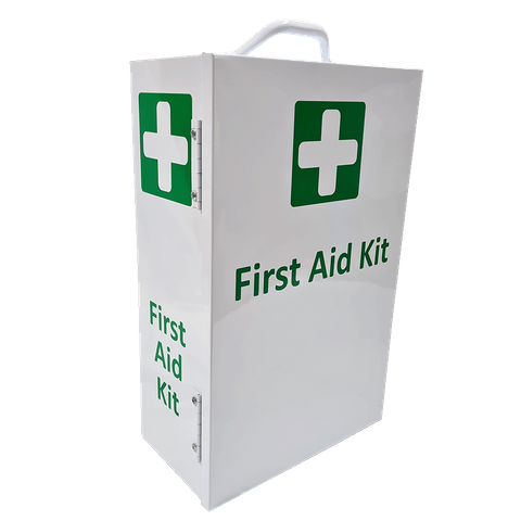 First Aid Metal Box Portrait Large Wall Mountable White Empty