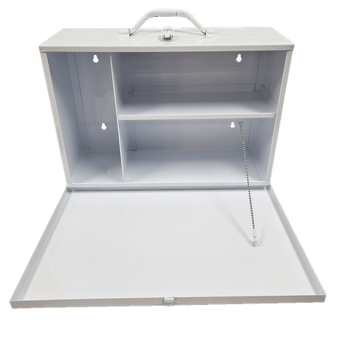 First Aid Metal Box Landscape Large Wall Mountable White Empty