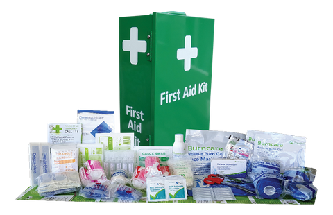 Kitchen, Food & Catering First Aid Kit Industrial Large Green Portrait Wall Mount Metal Box