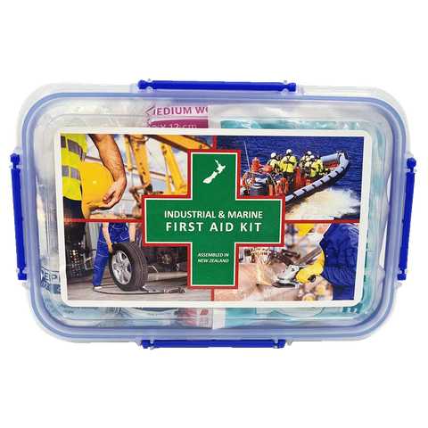 First Aid Kit Industrial And Marine in large Clear Plastic Lunch Box Style
