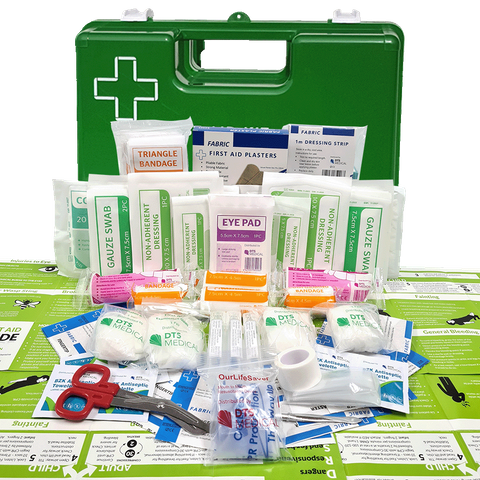 First Aid Kit Office 1-50 Person Green Wall Mountable Plastic Box