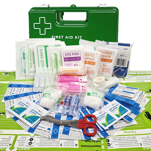 First Aid Kit Office 1-15 Person Green Wall Mountable Plastic Box