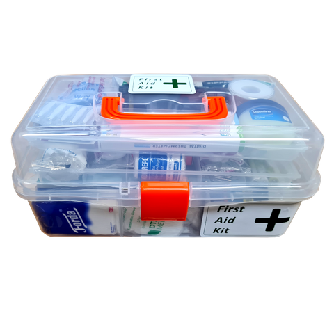 First Aid Box Plastic, Clear, Large with 2 X Shelves Empty No Stickers Blank