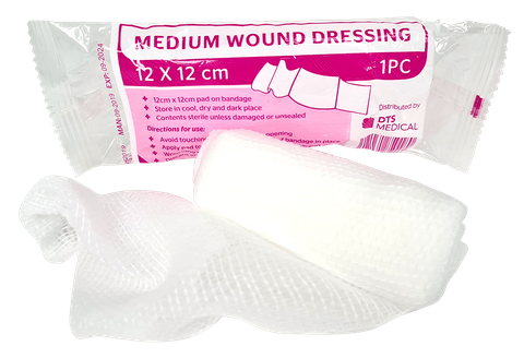 Wound Dressing Combo Pad And Bandage Medium 12cm x 12cm 2 Pack Sterile