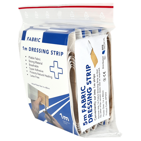 Fabric Dressing Strip plasters (8cm x 1m) x 5 in packet