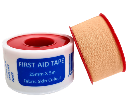 Fabric First Aid Medical Tape Skin Colour, 25mm x 5m Cap and Spool
