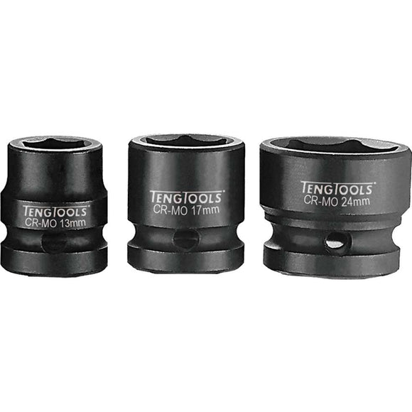Teng 1/2in Dr. Stubby Impact Socket 15mm DIN