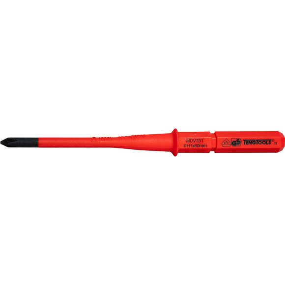 Teng 1000V Screwdriver Interchangeable PH1 x 80mm Slim